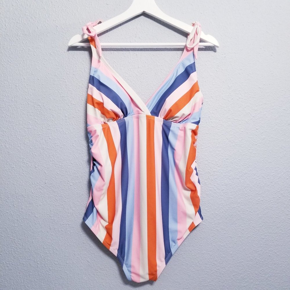 Isabel Maternity Ingrid Isabel stripe print swim bathing suit LARGE